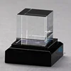 souvenirs crystal block 3D blank laser crystal cube engraving gift with black base 3d photo crystal cube for sale