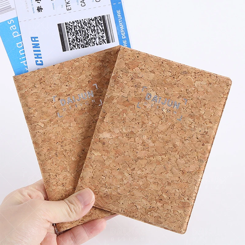 

Cork Leather Eco Friendly Passport Organizer Travel Wallet Passport Cover Holders sets case, Burlywood