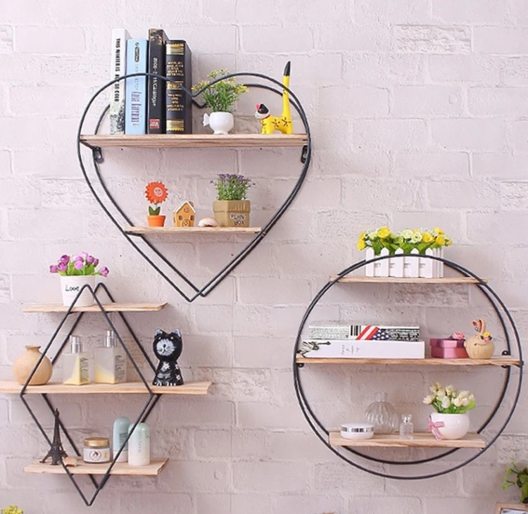 
GSF Modern Custom Designs Heart Shape Home Decorative Wooden Floating Wall Shelf  (62079672315)