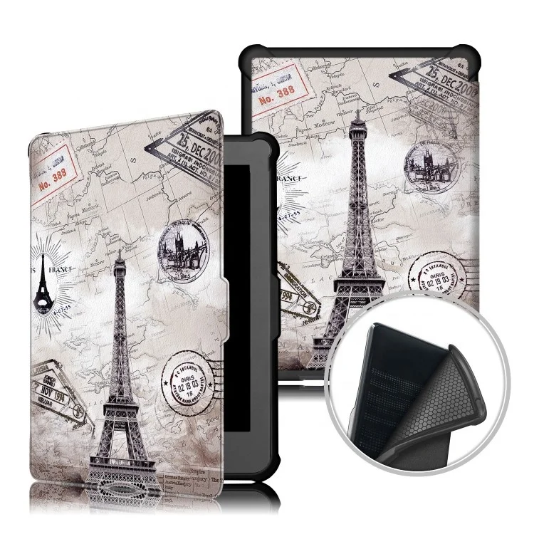 
Auto wake up pattern pu leather protect cover with shockproof tpu for Kobo Clara 