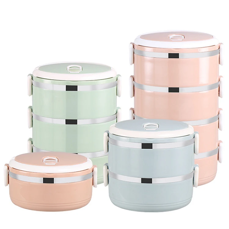 Stainless Steel Insulated Lunch Box Kitchen Portable Thickened Food Container For Students Office With Layers Thermos Bento Box