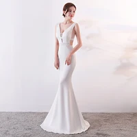 

1260#2020 Host dress Satin Soft sexy woman evening prom bridesmaid dress Long Evening Dresses Women