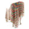 Luxury blanket yarn home decor pompom fringe blanket multi colors super soft blanket