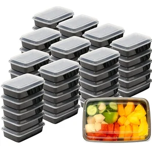 Image of Microwave Freezer Safe Takeaway Meal Prep Containers Fruit Packing Box Single 1 Compartment 24ounce Containers with Lids