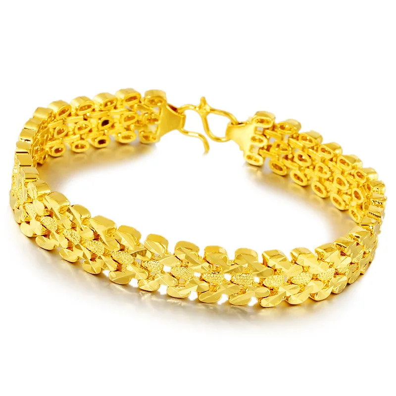 Drop-shipping Plated 24k Vietnam Alluvial Gold Mens Bracelets Simple ...