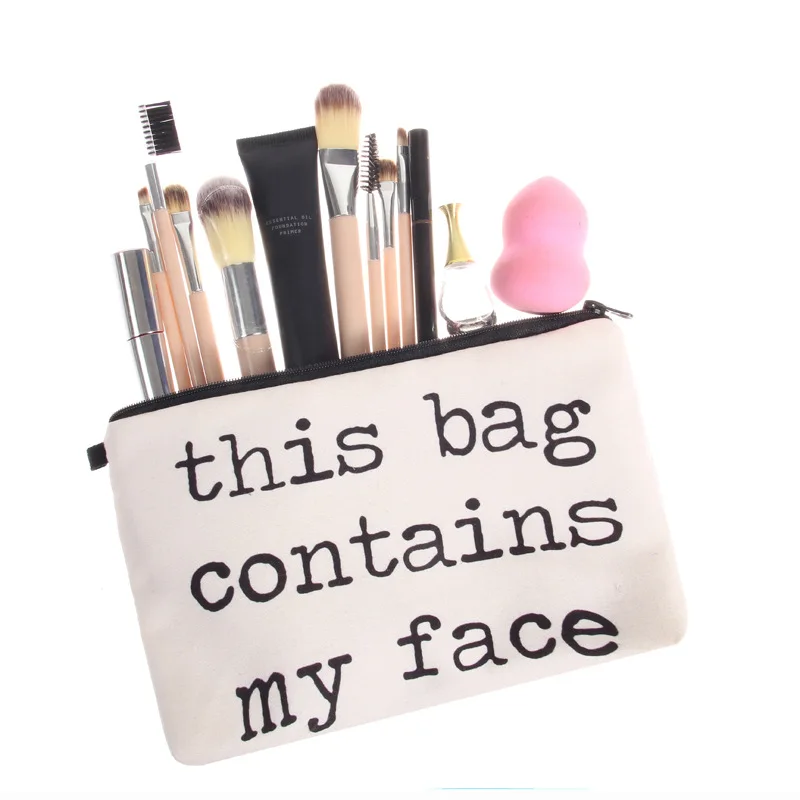 

Latest design letter fashion custom makeup cosmetic case bag zipper cosmetic bag