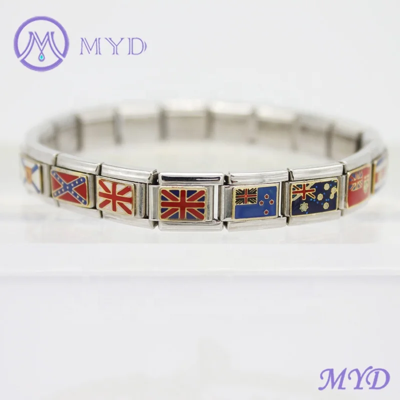 Italy Flag Italian Charm Link Charms Bracelet