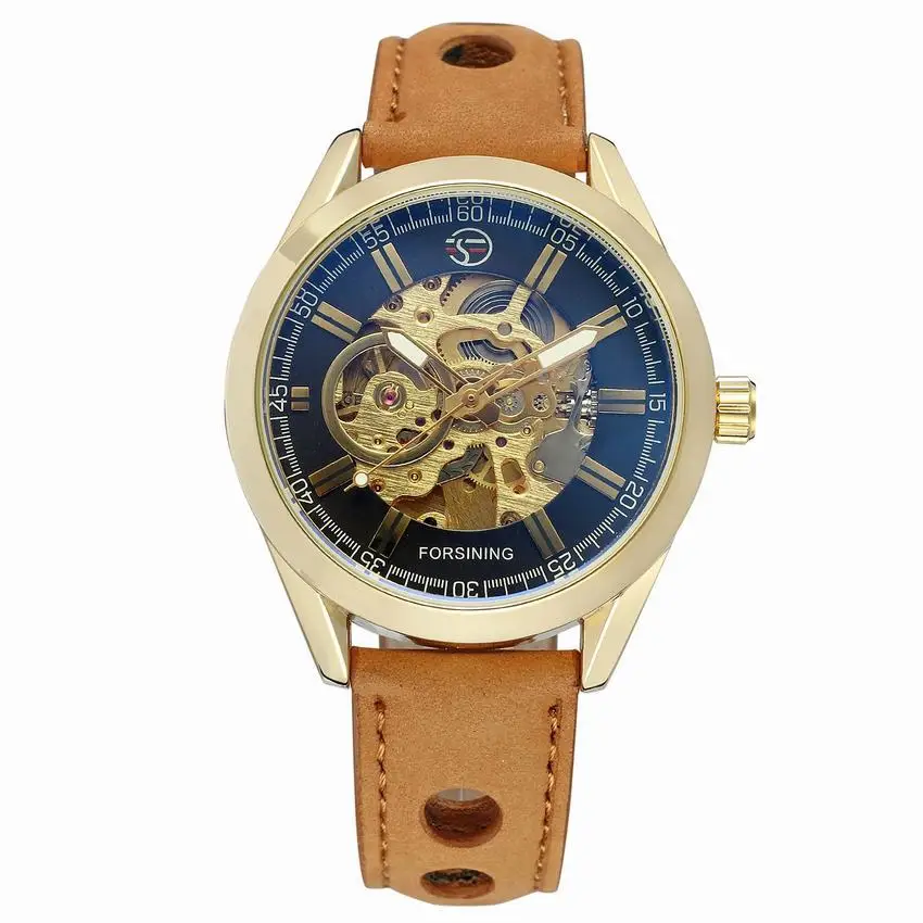 

FORSINING Brand A2 Mens Fashion Vintage Full Automatic Mechanical Wristwatches Genuine Leather Strap Hand Watch Montre Homme