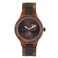 Top quality red and black sandal wood band watch o