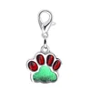 China factory pricecandy-colored Enamel ID Tags Cat Dog Paw Prints dangle pendant dog id with Lobster clasp Key Chain Key rings