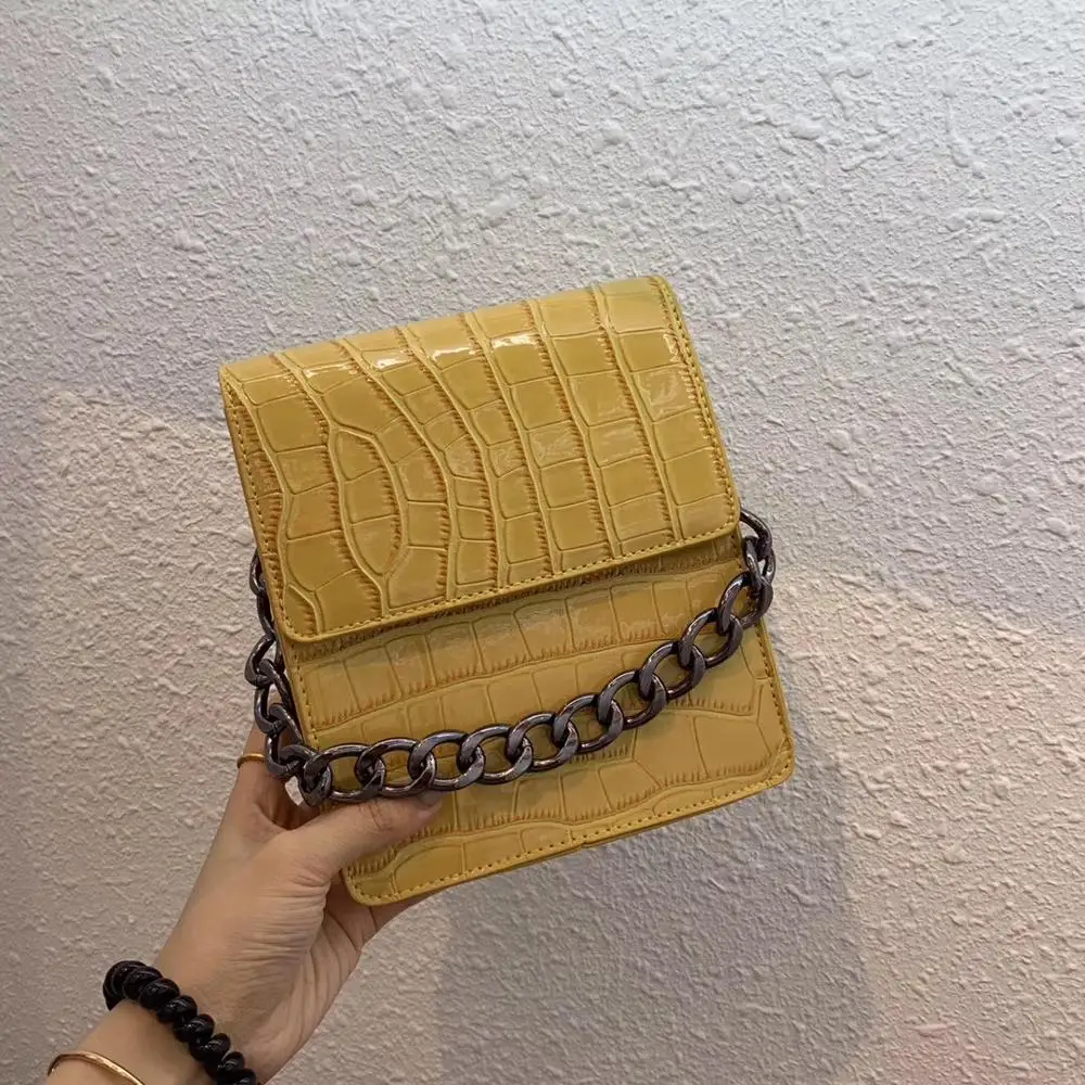 

Online shipping free shipping crocodile pu leather crossbody bag with gold chain purse strap, Choice