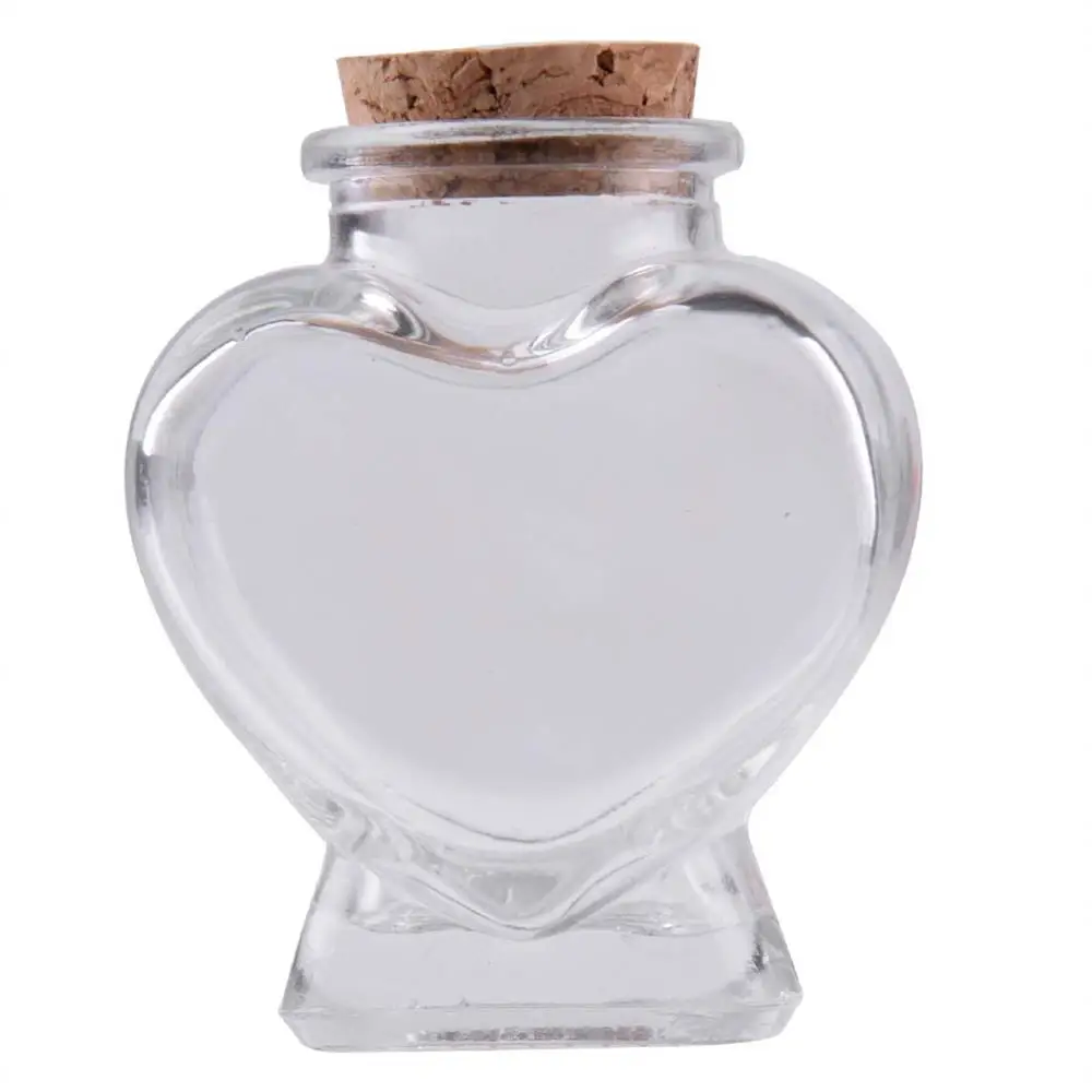 

Heart Shaped Small clear Glass Jars with Cork Lids