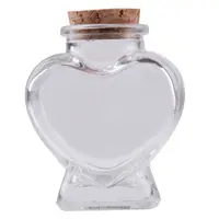 

Heart Shaped Small clear Glass Jars with Cork Lids