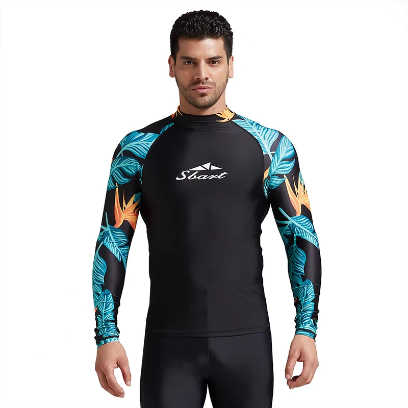 

Sbart Men Compression Shirt Long Sleeve Swim Surf Shirt Sublimation Printed Rashie UV Protection Rash Vest Quick Dry Rash Guard, Picture shows or accept customize color