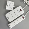 UK 6 Gang 1.8M Extension Lead plus 2 USB Ports Power Strip Surge Protector with Overload Protection Switch for Computers