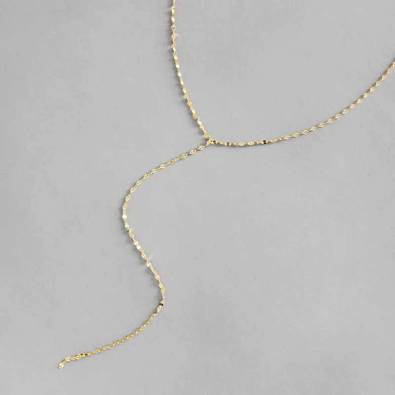 

Tonglin S925 sterling silver gold color long chain necklace for women exquisite jewelry, Gold/silver