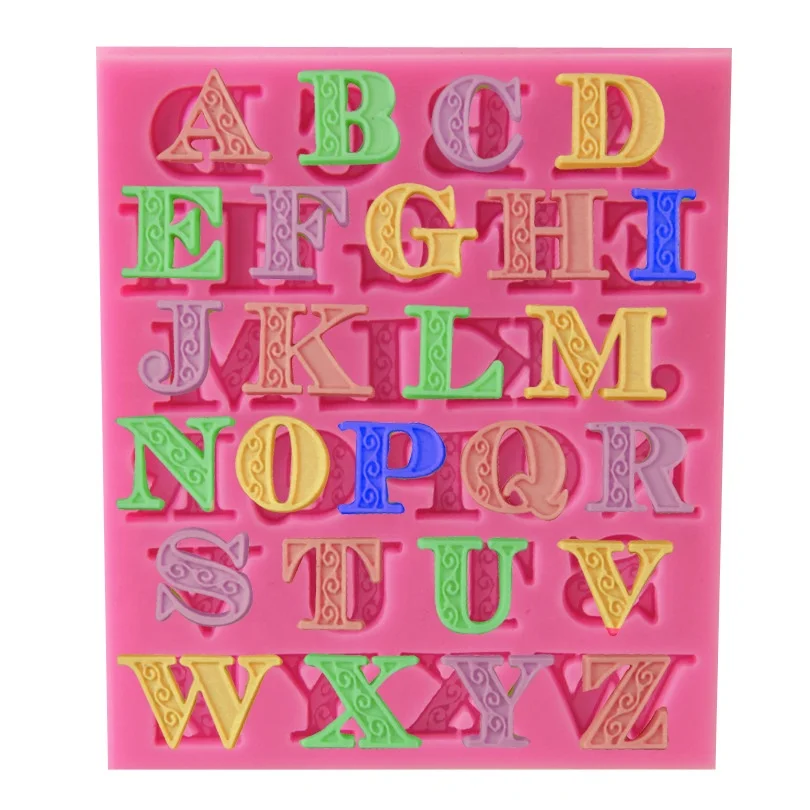 

Wholesale English Letter Shape Liquid Silicon Mold 3D fondant cake mold, Random