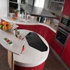 2019 Custom Curved Shape High Gloss Kitchen Cabinet Island Design