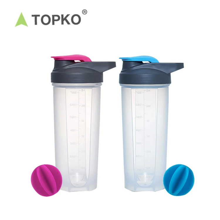 

TOPKO 700ml custom logo gym shakers sports water bottle shaker bottle with handle