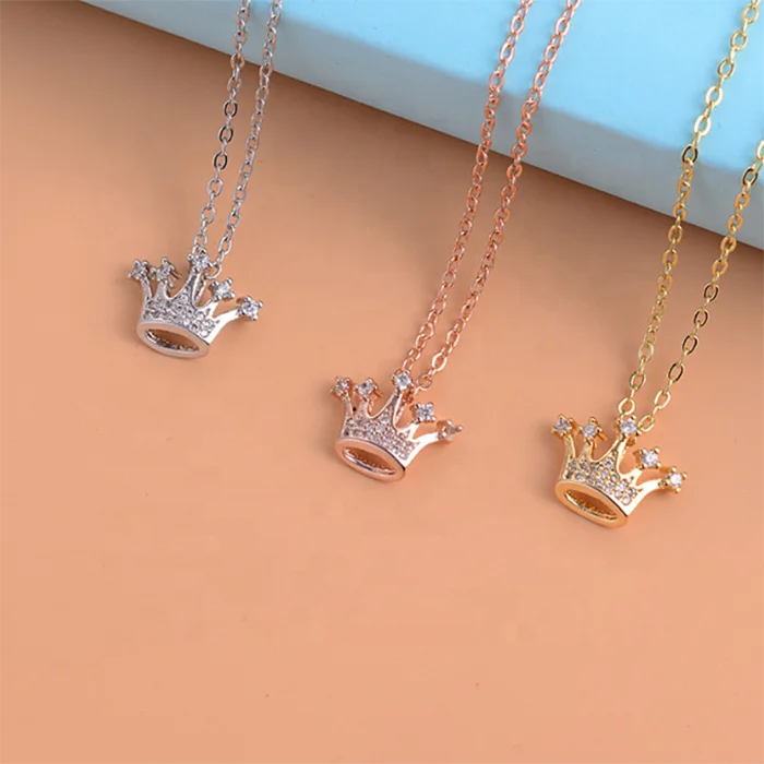 

Wholesale fashion zircon jewelry crown pendant necklace