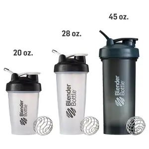 Image of 20 OZ bpa free portable milk water protein gym sport drink clear bottle plastic protein shaker blender bottle with mixing ball