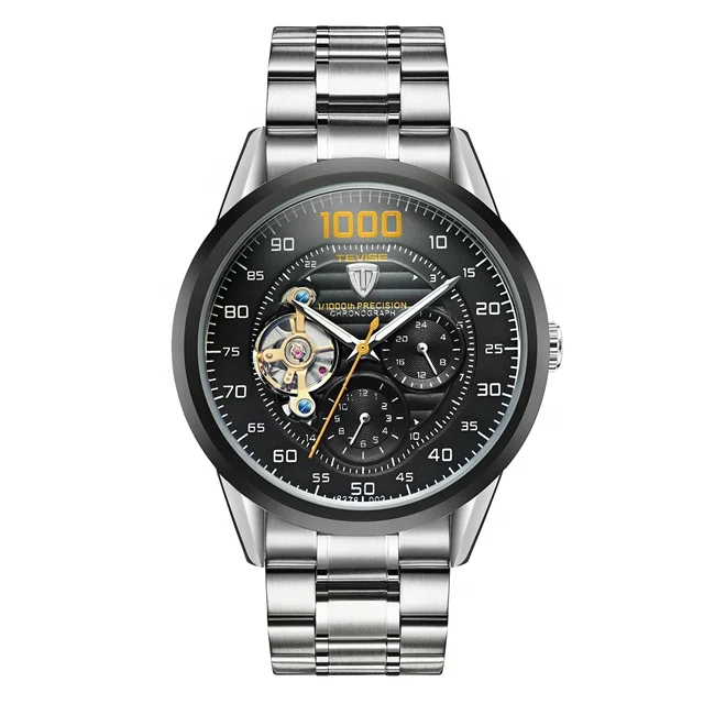 

Mens automatic steel famous brand tevise mechanical watch, 3 color options