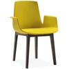 New arrival fashion leather wooden legs armchair restaurant dining chair