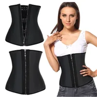 

Fajas reductoras latex waist trainer Plus size women body shaper Sweat Corset with Zip and Clip