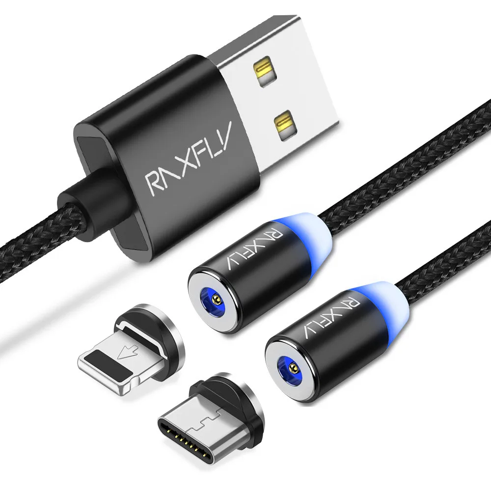 

Free Shipping 1 Sample OK RAXFLY Gaming Cell Phone 1.2M Magnetic Fast Charging Nylon Braided 2In1 Usb Cable