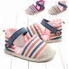 New Design Summer Baby Shoes Cotton Canvas Stripes Vintage Style Velcro Baby Toddler Sandals
