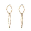 Simple twist thread irregular elliptical ring earrings copper silver needle ladies matte earrings
