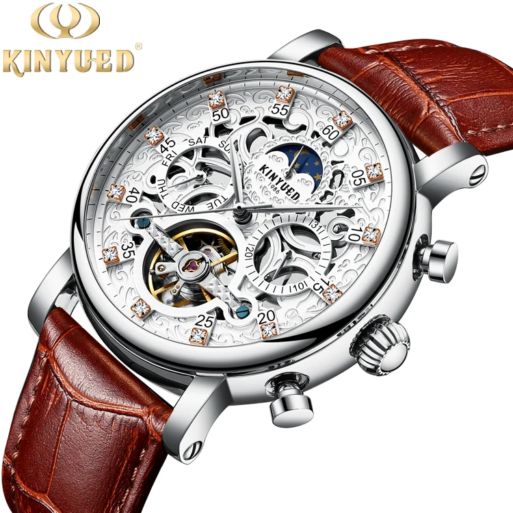 

HOT Sale KINYUED Made in China Automatic Mechanical moon phase Wrist Watch for men