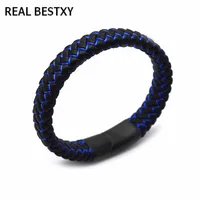 

REAL BESTXY engrave Logo Multicolor Multilayer Bangle Braided Leather Bracelet Men Bracelet for Women Jewelry with Magnet clasp