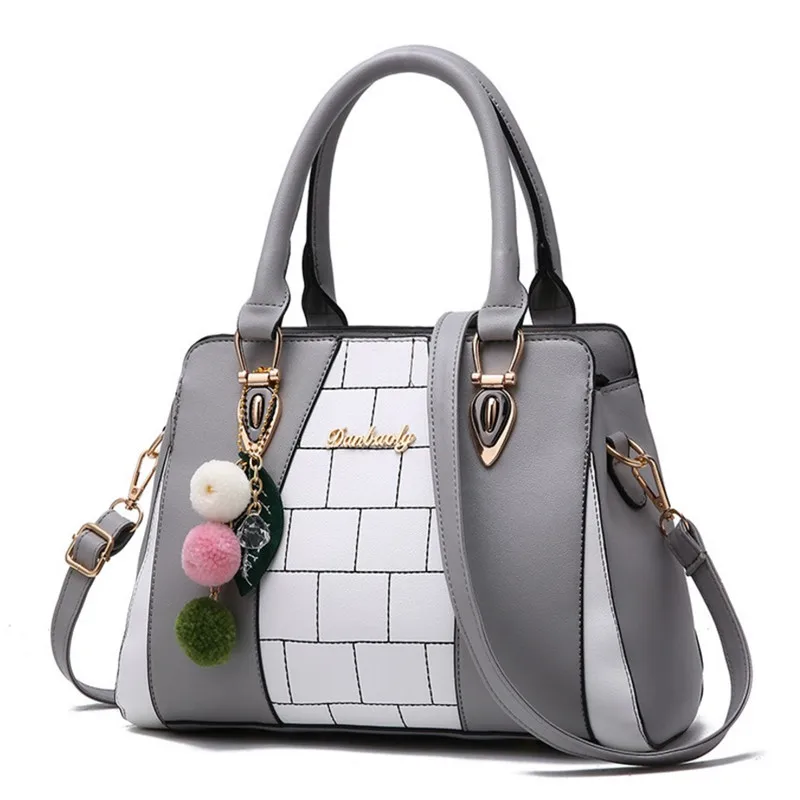 

Color matching lady hand bag summer top design PU leather bag durable bag, Pink / black / red / blue / white