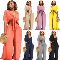 

90418-MX97 2019 7 Colors Casual Plus Size Wide Leg Women Jumpsuits