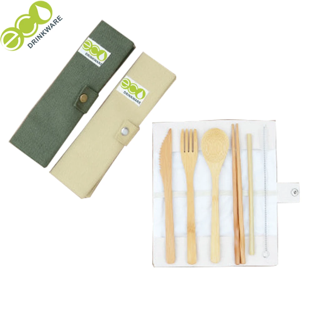 

stocked personalize eco friendly nature knife toothbrush straw cleaner fork chopstick spoon dinner bamboo cutlery set