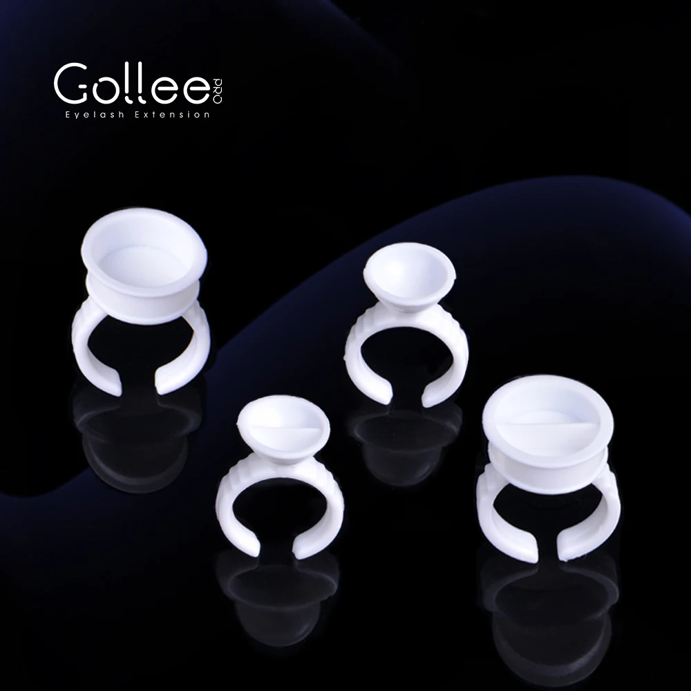 

Gollee Top Wholesale Private Label High Quality White Plastic Holders Disposable Eyelash Extension Glue Ring Eyelash Glue Ring