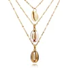 Boho Multi Layered Gold Metal Chain Sea Shell Pendant Jewelry For Women and Girls