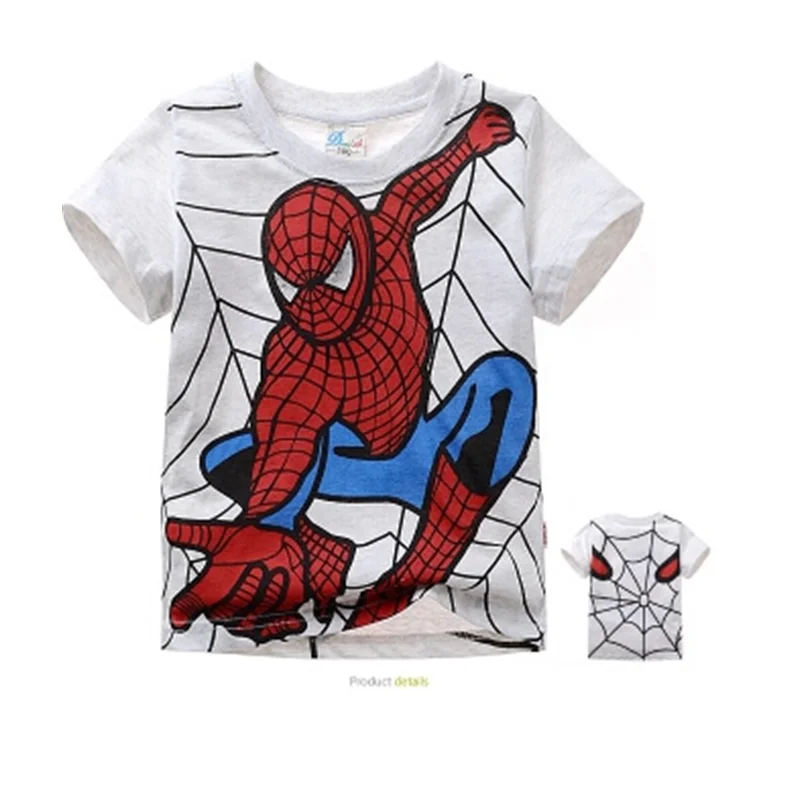 Children Wear Clothing Short Sleeve T-Shirt With Spiderman Printed 100%Cotton Fabric For Kids Boys From China Manufacturer