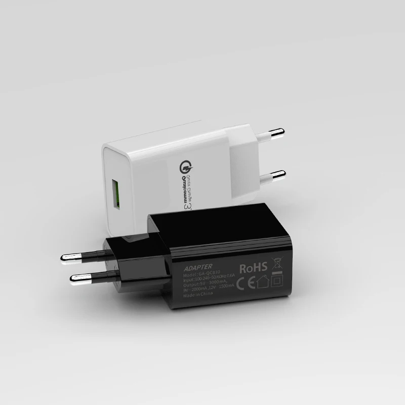 
QC3.0 European standard CE RoHS GS certified EU Quick charger for mobile phone USB charger Wall charger 