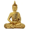 Meditating Golden Resin Thai Buddha Statue Home Ornaments Wealth Lucky Figurine
