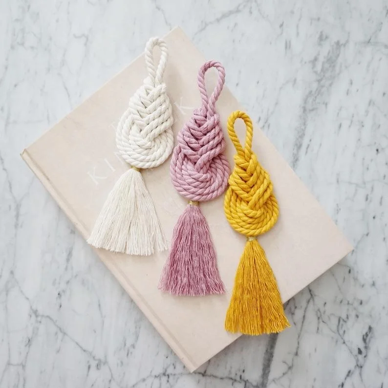 

Boho Modern Handmade Macrame Pipa Knot Tassel Wall Art Hanging Decor, 3 colors