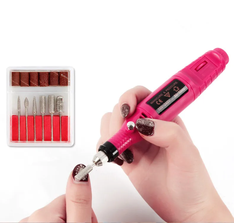 Power Professional Electric Manicure Machine Pen Pedicure Nail File Nail Tools 6 bits Drill Nail Drill Machine