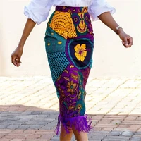

OEM ODM Service Retro Fashion Printed Plus Size Formal Tassel Pencil Skirts Women 2019
