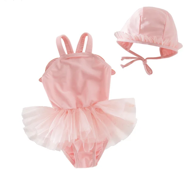 

Toddler Kids Baby Girls Swimwear Lace Angel Wings One Piece Swimsuit+Hat Set, Shown