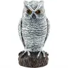 15" High Quality Solar Hand Crafted Owl Watcher Animal Deterrent Pest Bird Repellent with Hooting Sound and Blinking Eyes