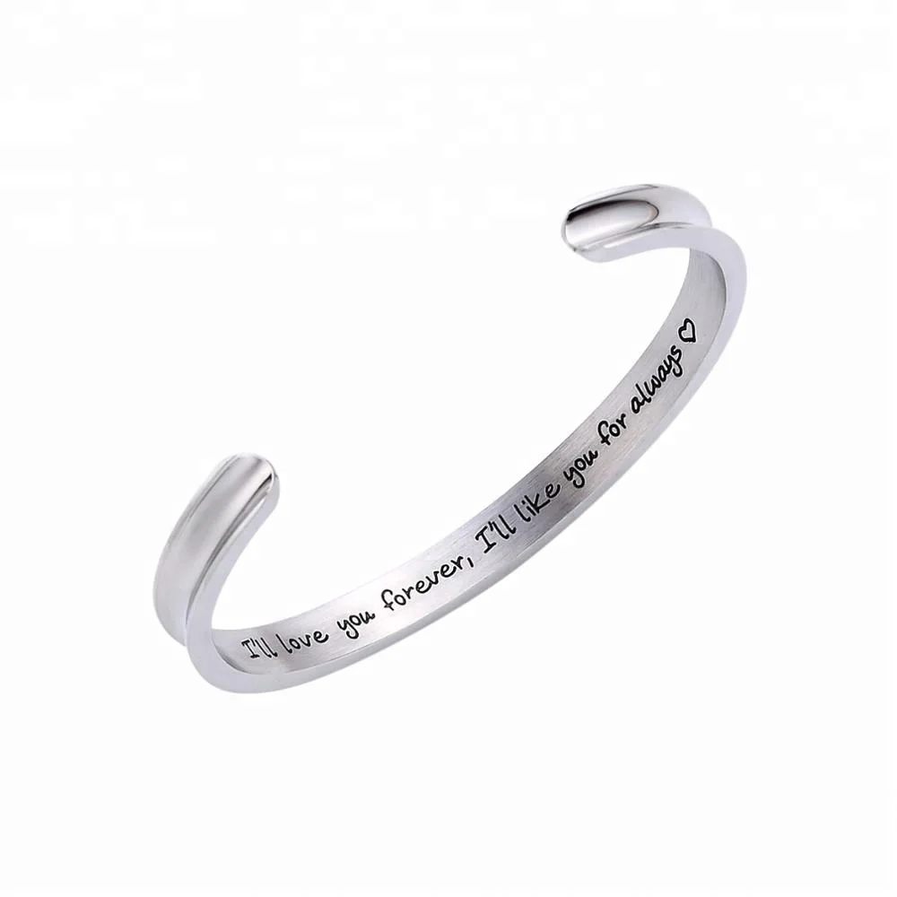 

'I Love You Always and Forever' Jewelry for Women, Girls, Wife, Her, Mom Grooved Cuff Bangle Bracelets, Silver,( rose gold, gold customized)