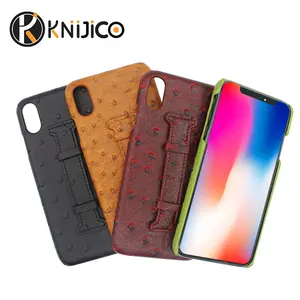 Genuine Ostrich Leather Phone Case iPhone X Stand