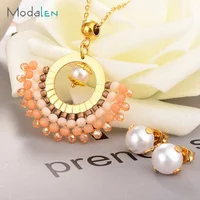 

Modalen Hot Miyuki Mustard Seed Bead Necklace Stainless Steel Set Jewelry Woman