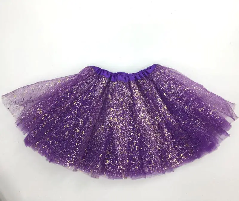 

Wholesale Halloween Purple chiffon Tutu Skirts With Gold Glitter, As picture